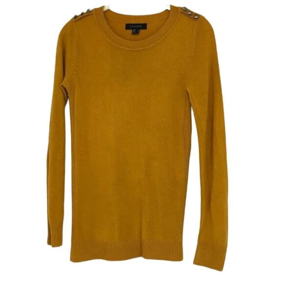Atmosphere crewneck mustard yellow button shoulder long sleeve sweater  0 - Picture 1 of 16